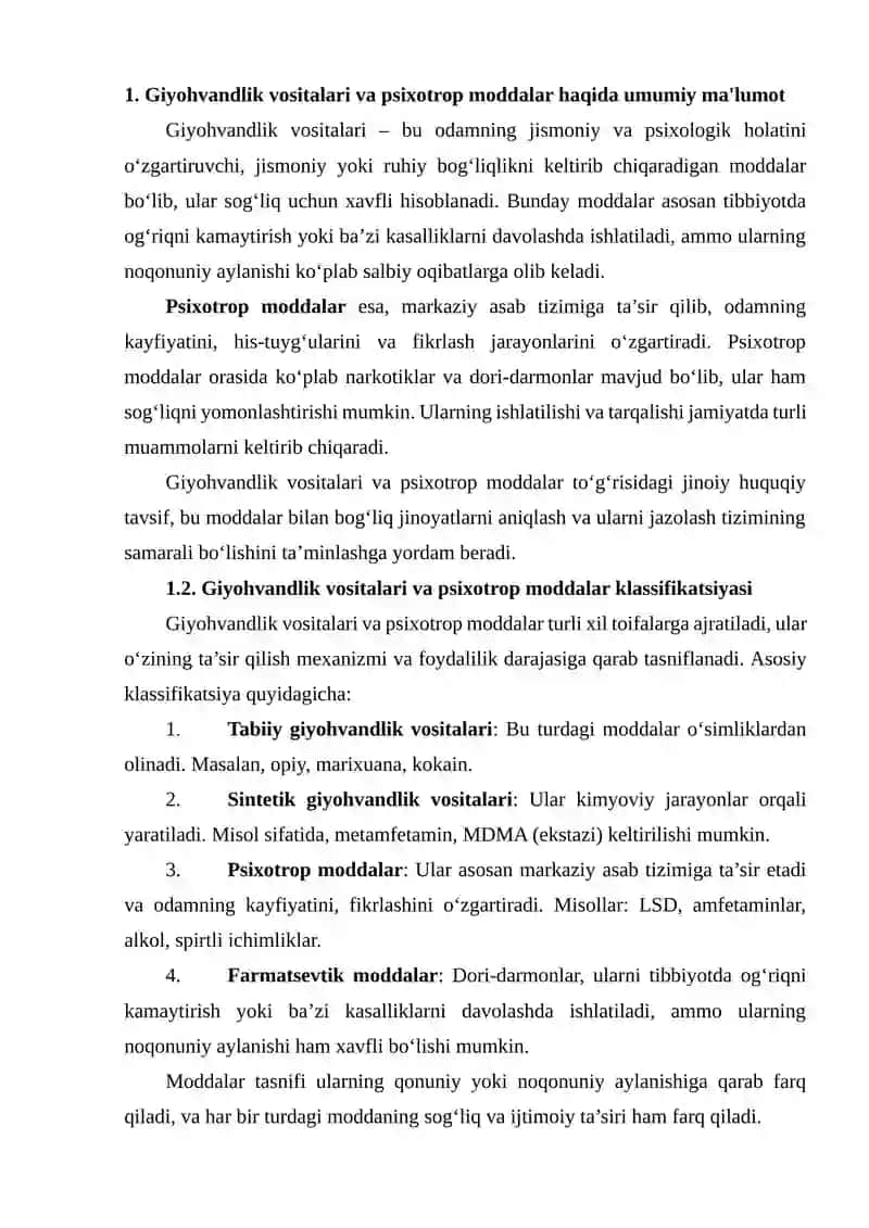 Giyohvandlik vositalari va psixotrop moddalar haqida umumiy ma'lumot 2