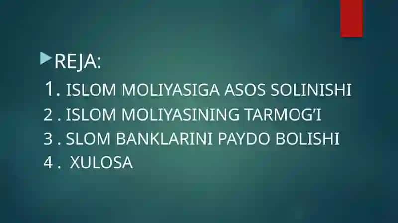 ISLOM MOLIYASINING RIVOJLANISH TARIXI 2