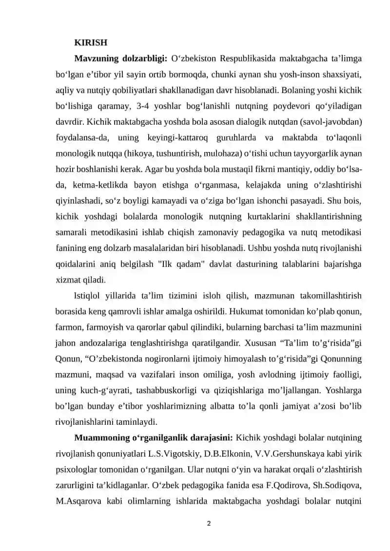 MAKTABGACHA YOSHDAGI BOLALARNI MONOLOGIK NUTQQA O‘RGATISH 2