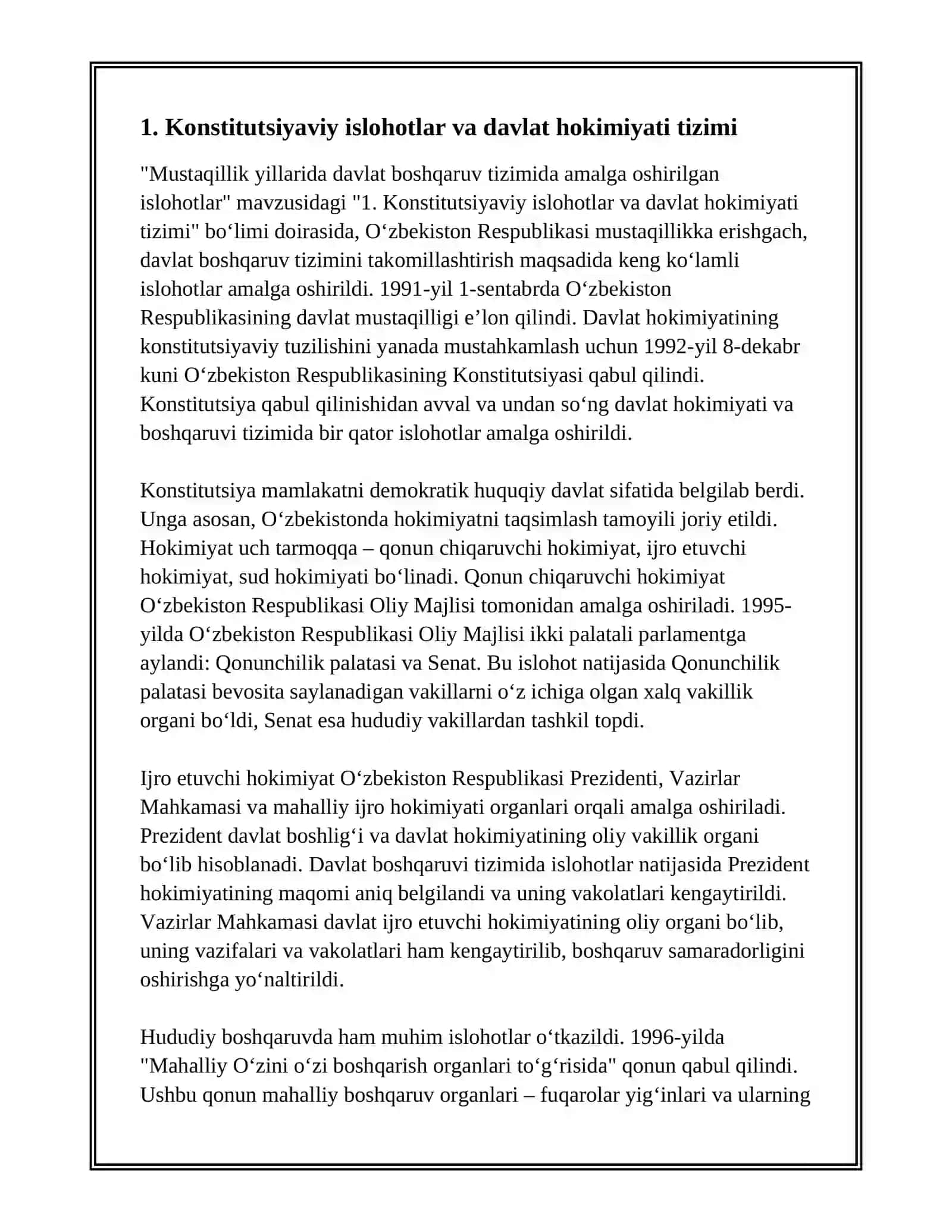 Konstitutsiyaviy islohotlar va davlat boshqaruv tizimi 2
