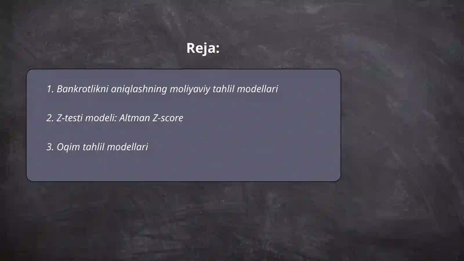 Bankrotlikni aniqlashning turli modellari 2