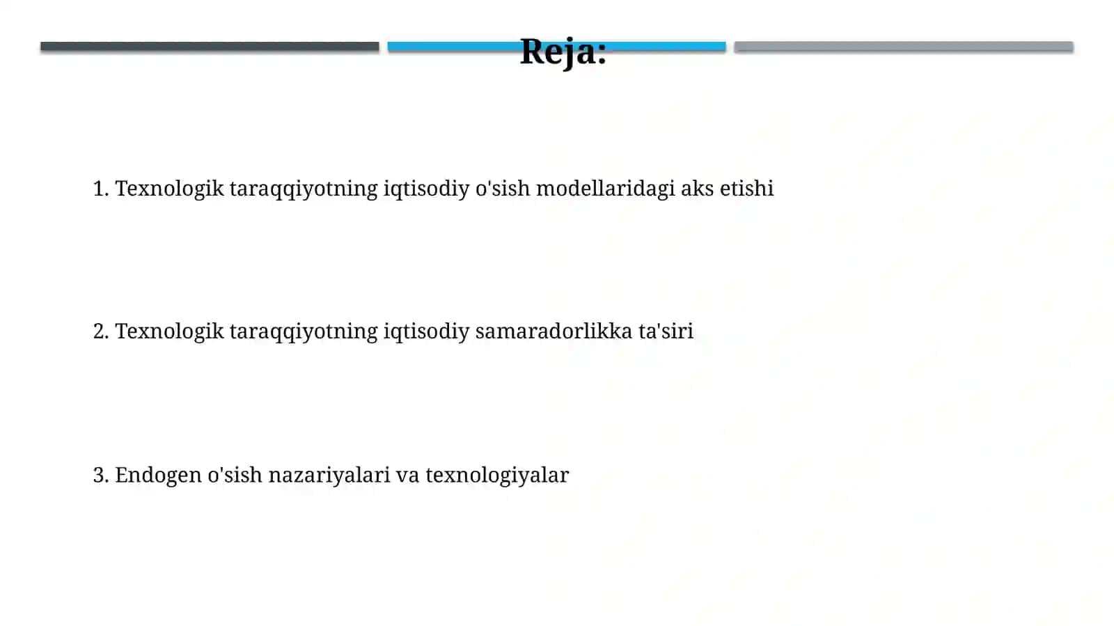 Iqtisodiy o'sish modellarida texnik taraqqiyotining aks ettirilishi 2