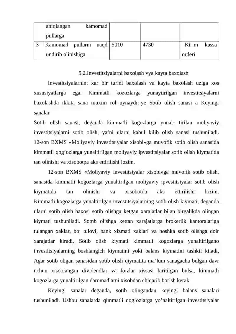 Kassani inventarizatsiya qilish uning natijjalarini rasmiylashtirish va xisobi. 2