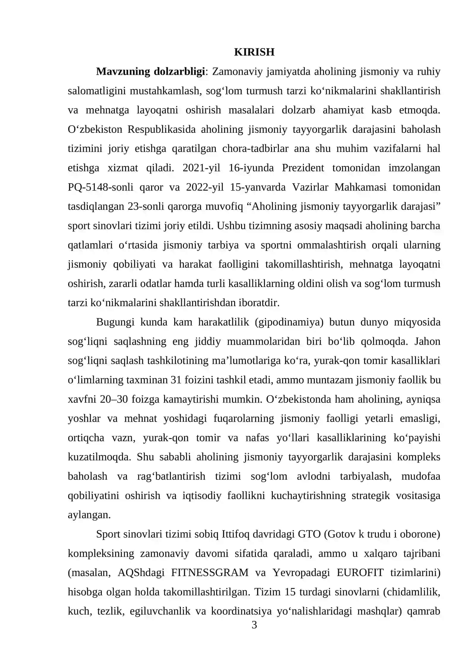 Jismoniy tayyorgarlik darajasi 2