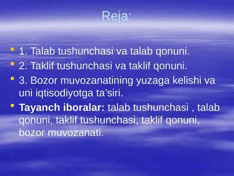 Talab va Taklif miqdori 2
