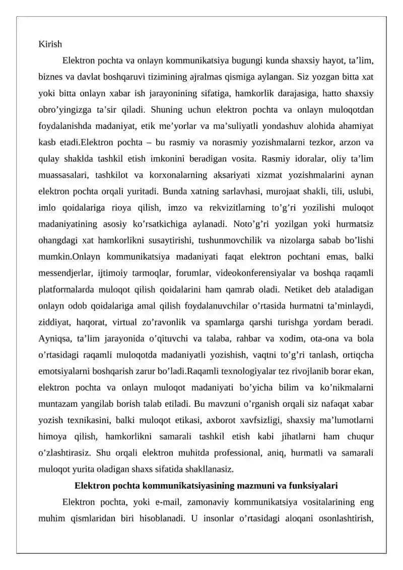 Elektron pochta va onlayn komunikatsiya madaniyati 2