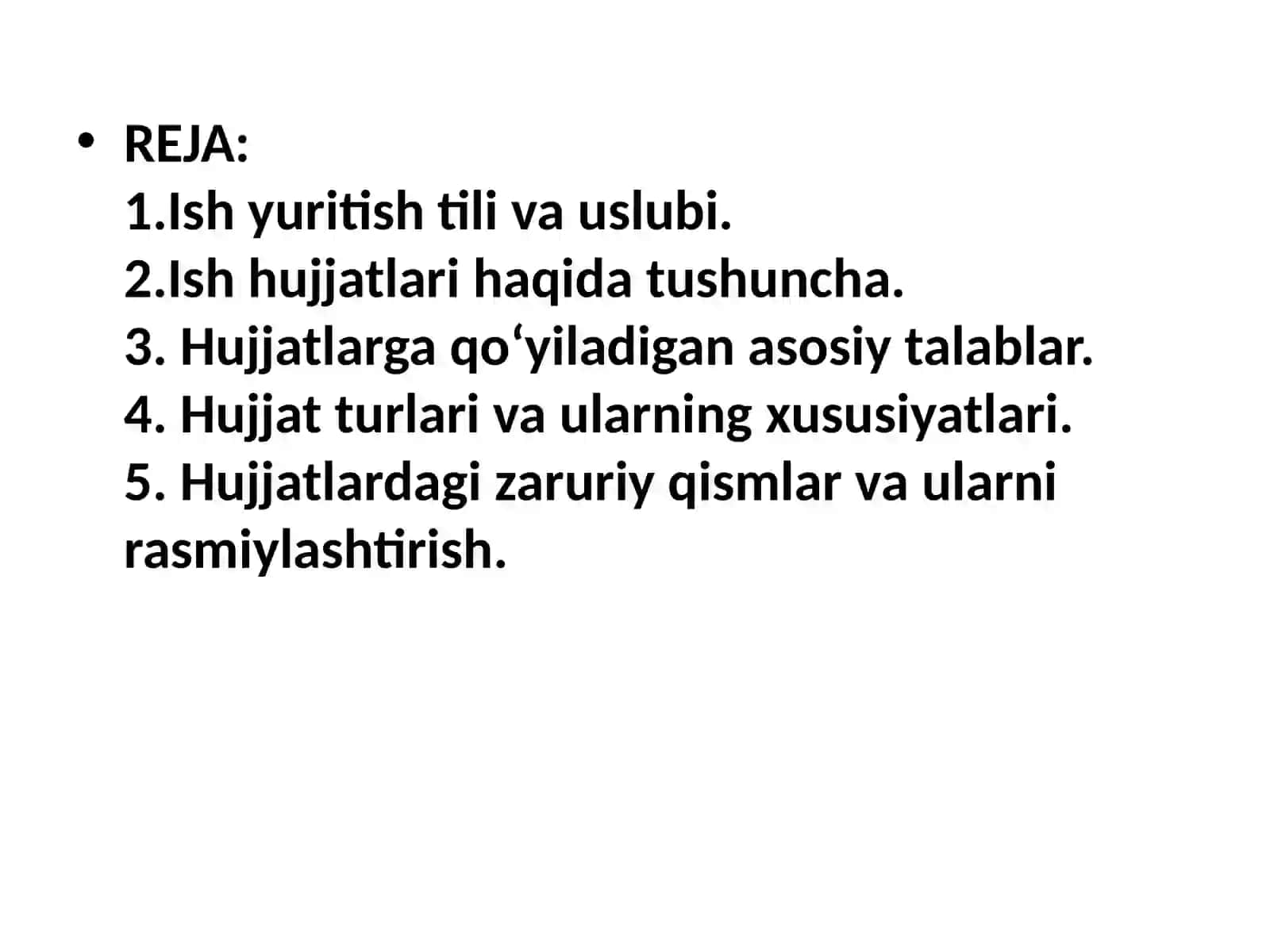 Ish yuritish tili va uslubi. Farmoyish hujjatlari va ularning turlari 2