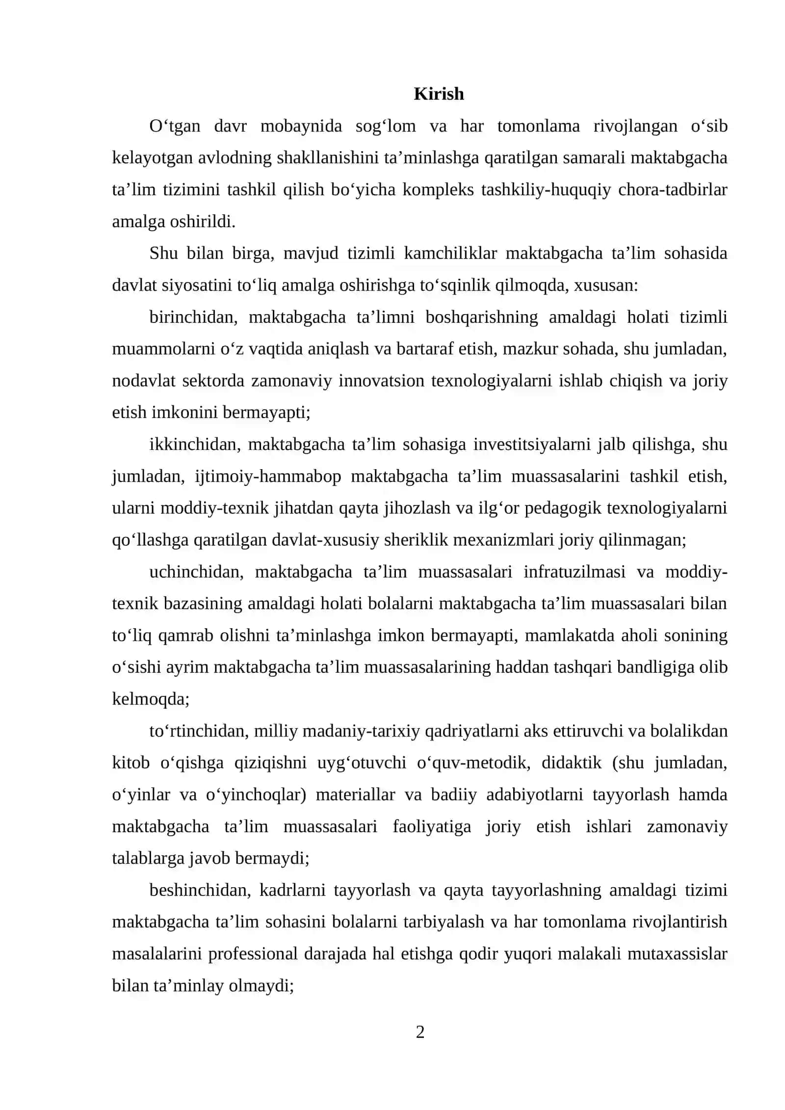 Nodavlat maktabgacha taʼlim tashkilotlarini tashkil qilish 2