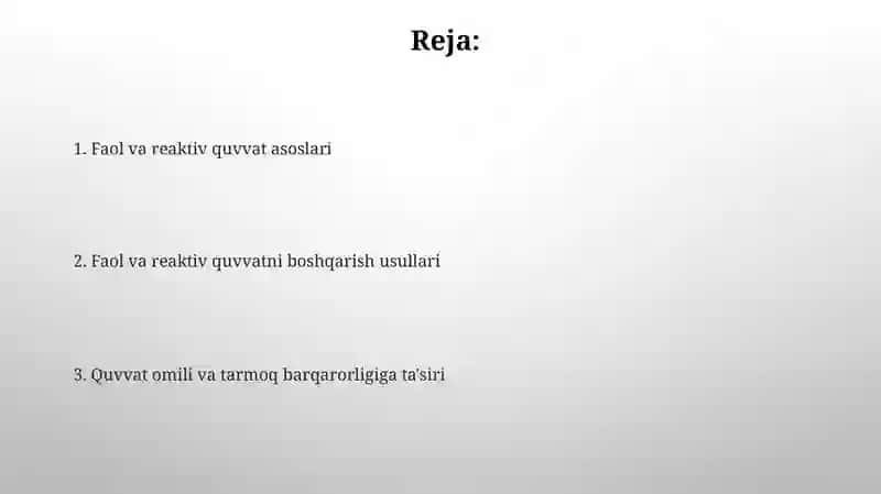 Aktiv va reaktiv quvvat manblari 2