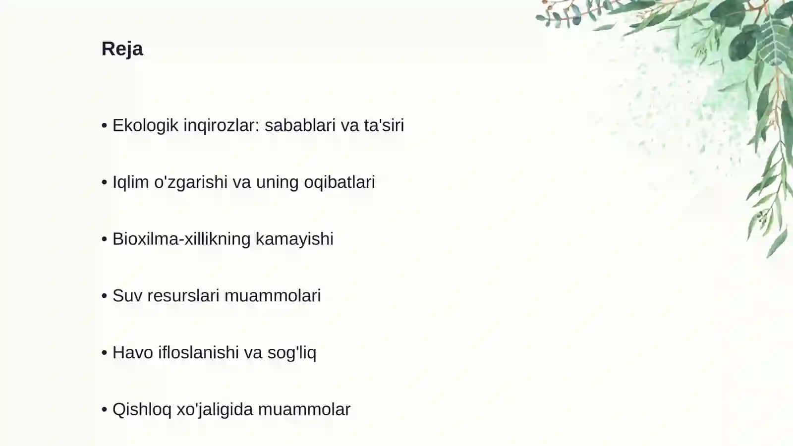 Ekologik inqirozlar va ularning oldini olish choralari 2
