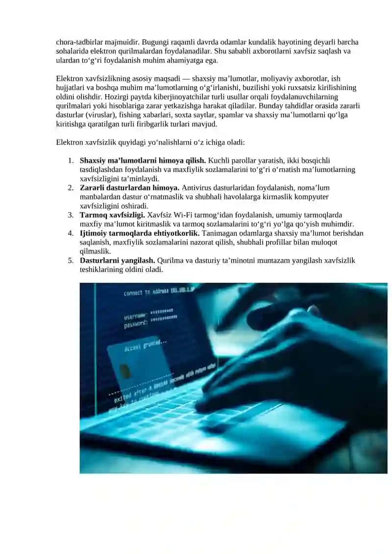Elektron xavfsizlik tushunchasi 2