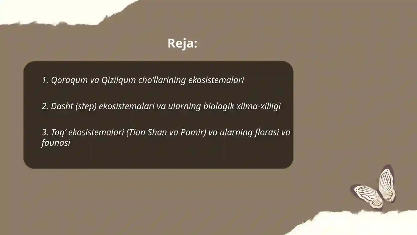 Markaziy osiyo va o’zbekiztonning tabiiy ekosistemalari 2