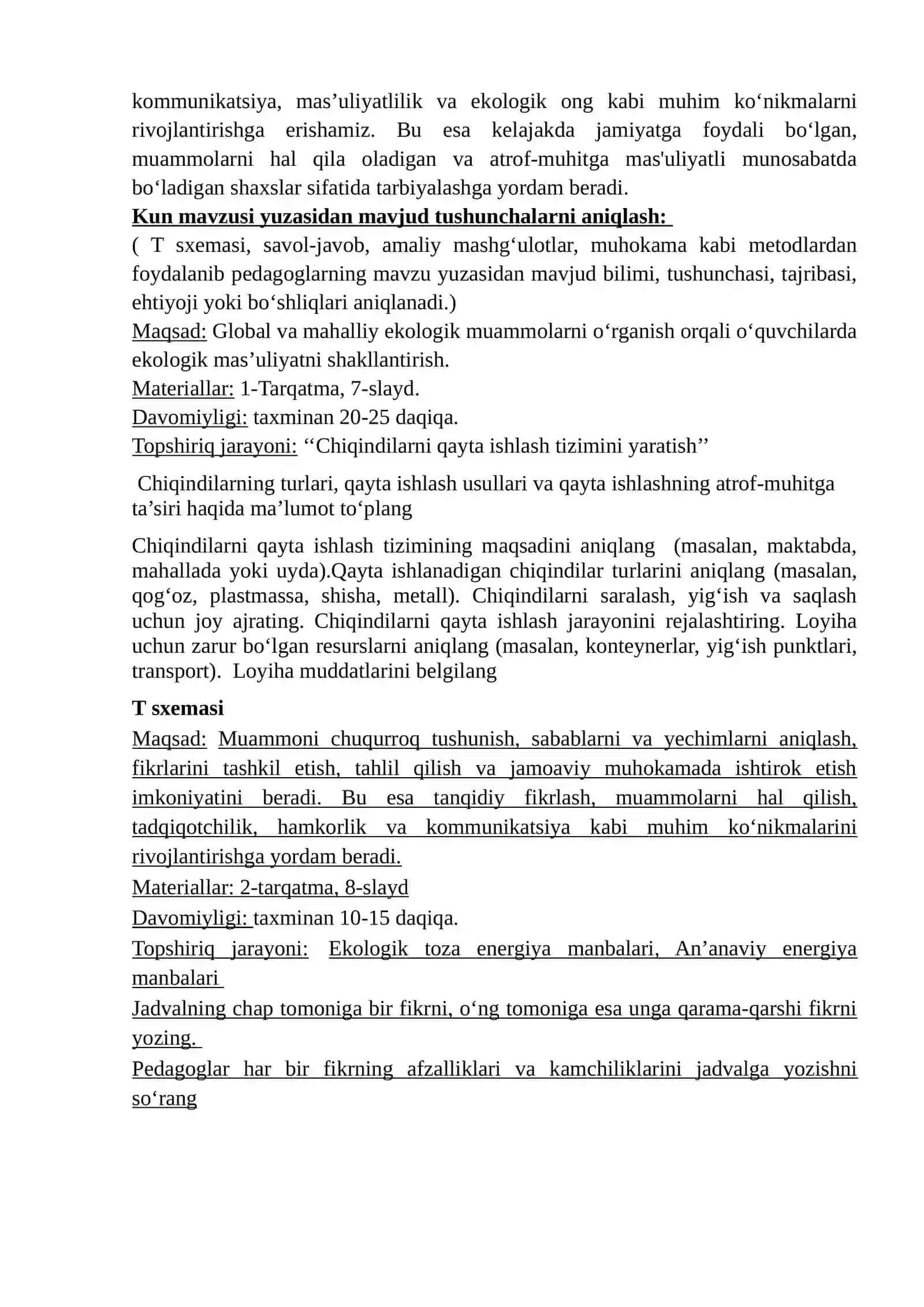 Tabiiy fan darslarida ekologik ong va barqarorlik kompetensiyalarini rivojlantirish 2