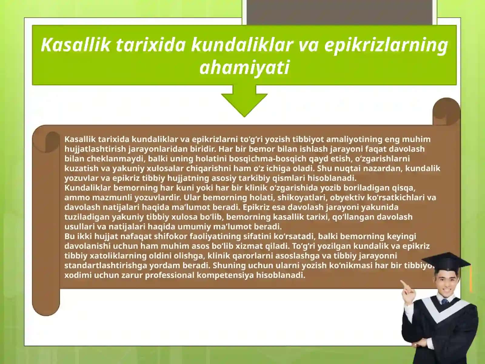 Kasallik tarixidagi kundaliklarni epikrizlarni yozishni o'rganish 2