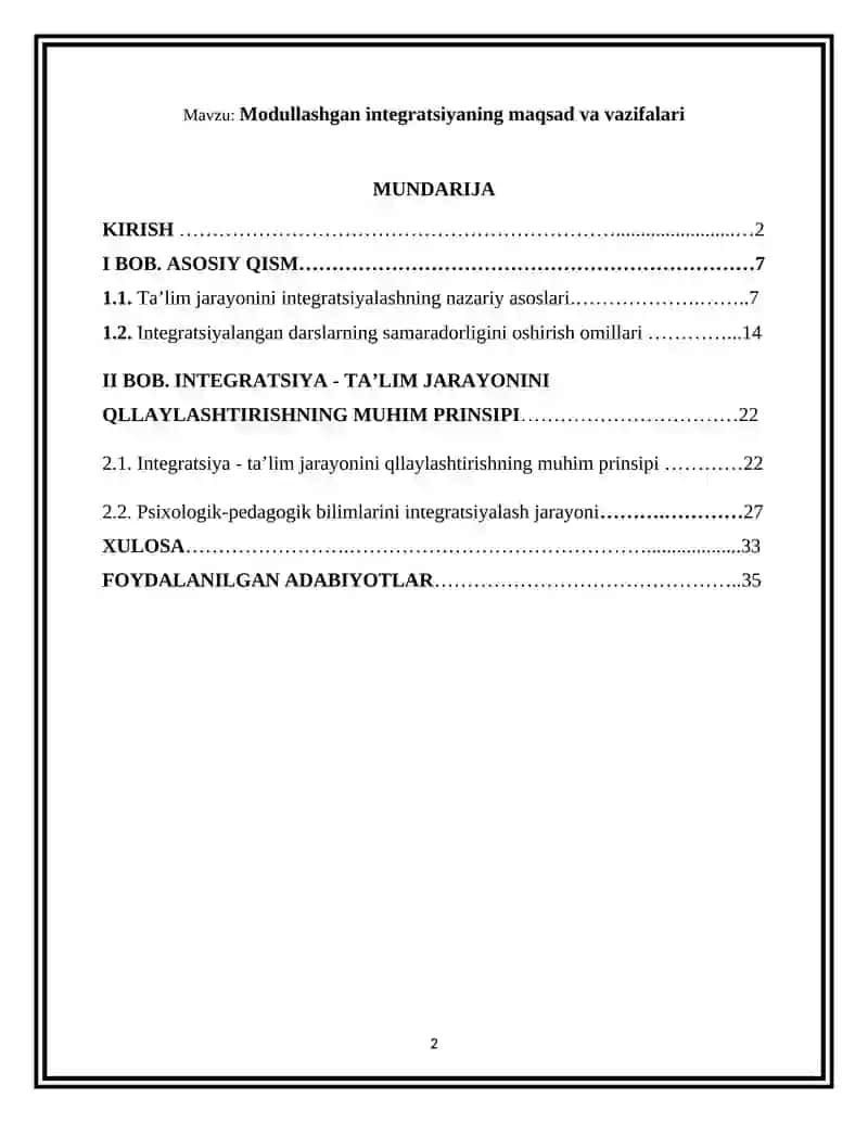 Modullashgan integratsiyaning maqsad va vazifalari 2