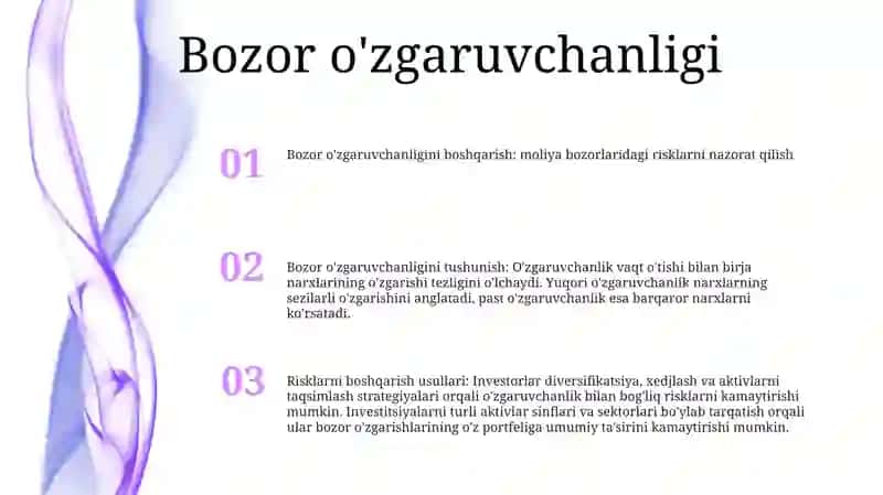Bozor o'zgaruvchanligini Boshqarish 2