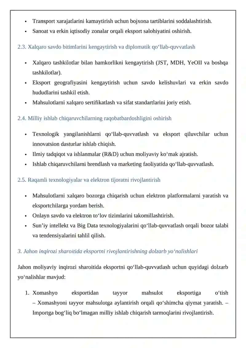 Jahon moliyaviy-iqtisodiy inqirozi namon davom etayotgan sharoitda davlatning faol eksport siyosatiniamalga oshirish mexanizmi 2