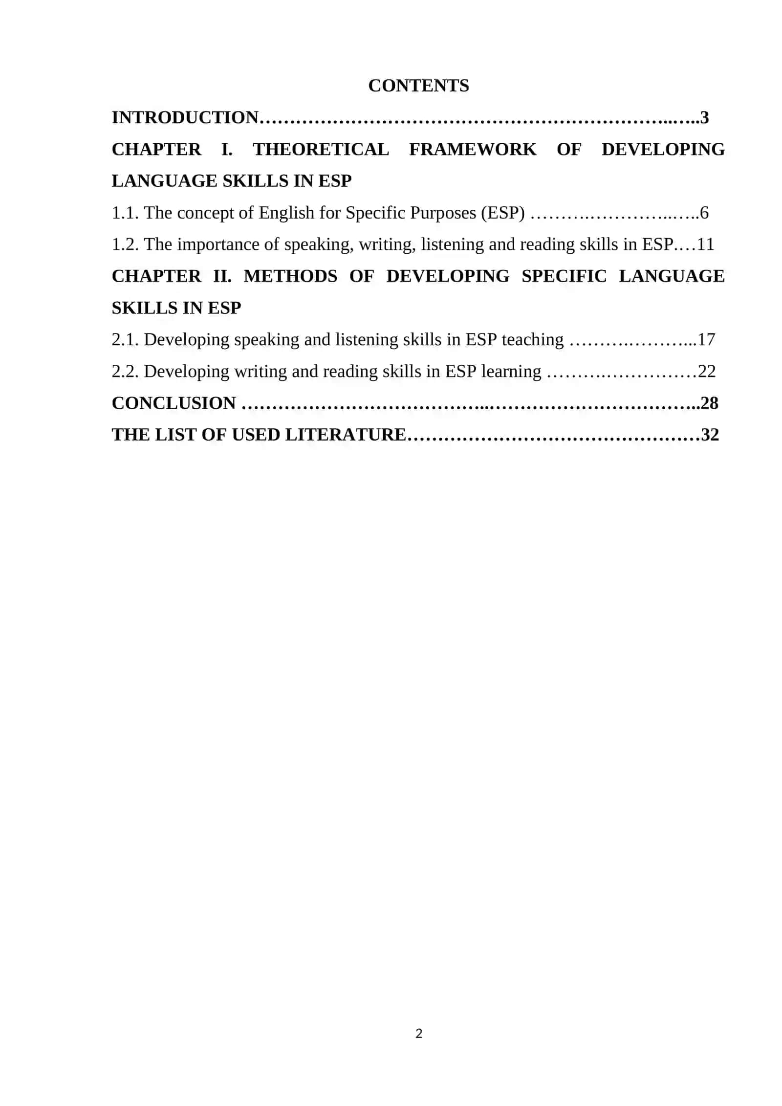 English for Specific Purposes (ESP) Course Work 2