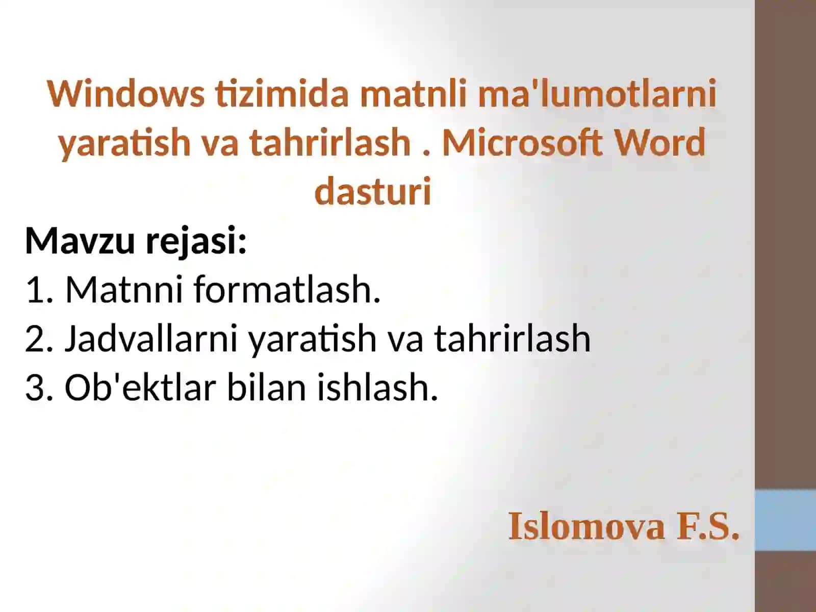 Jadval yaratish 2