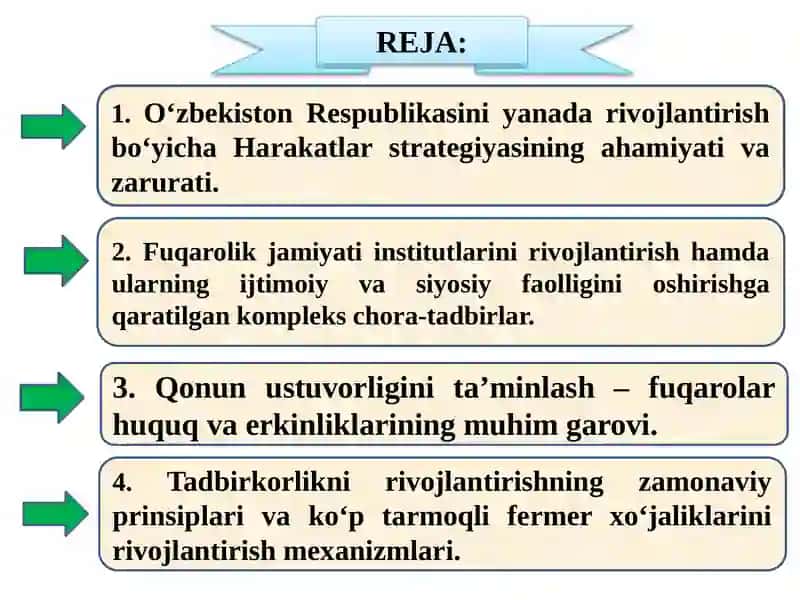 YANGI O‘ZBEKISTONDA AMALGA OSHIRILAYOTGAN ISLOHOTLAR 2