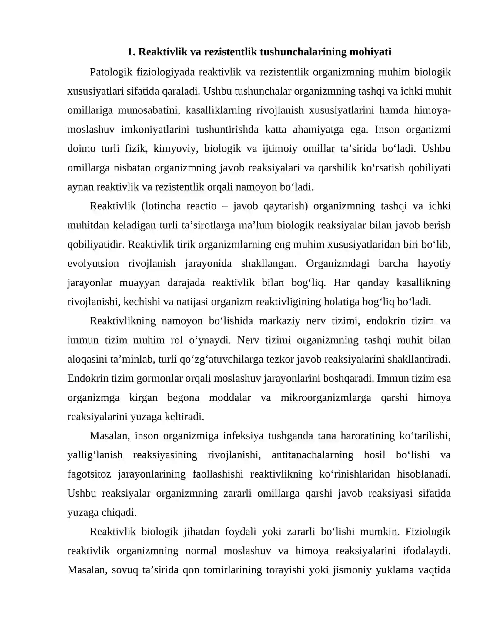 Reaktivlik va rezistentlik tushunchalari orasidagi o'zaro munosabat 2