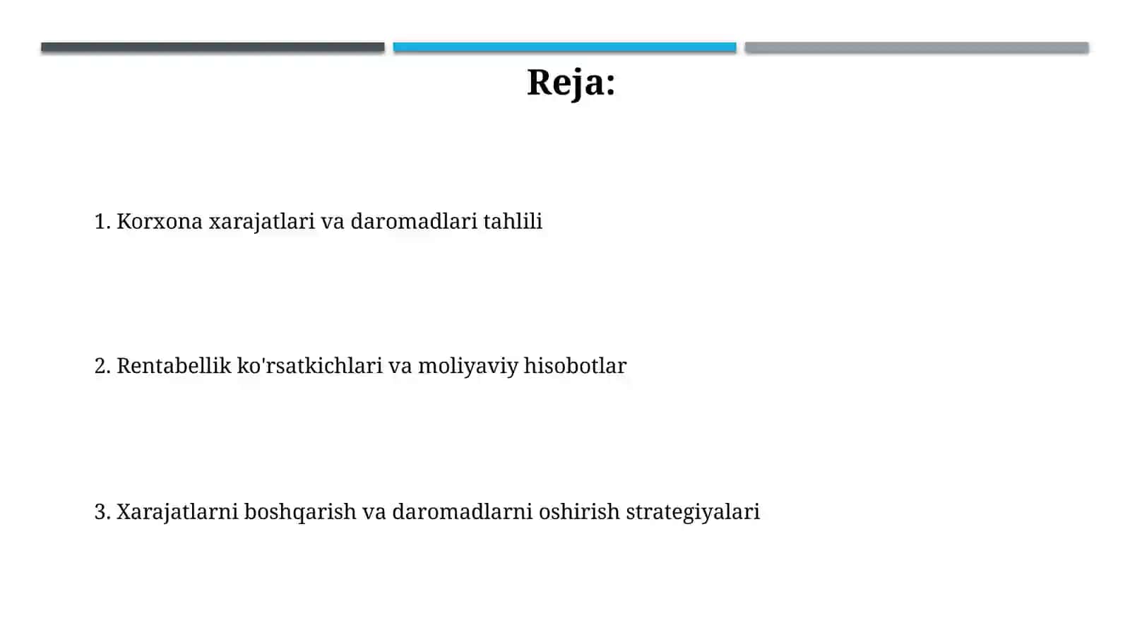 Korxona xarajatlari va daromadlari tahlili 2