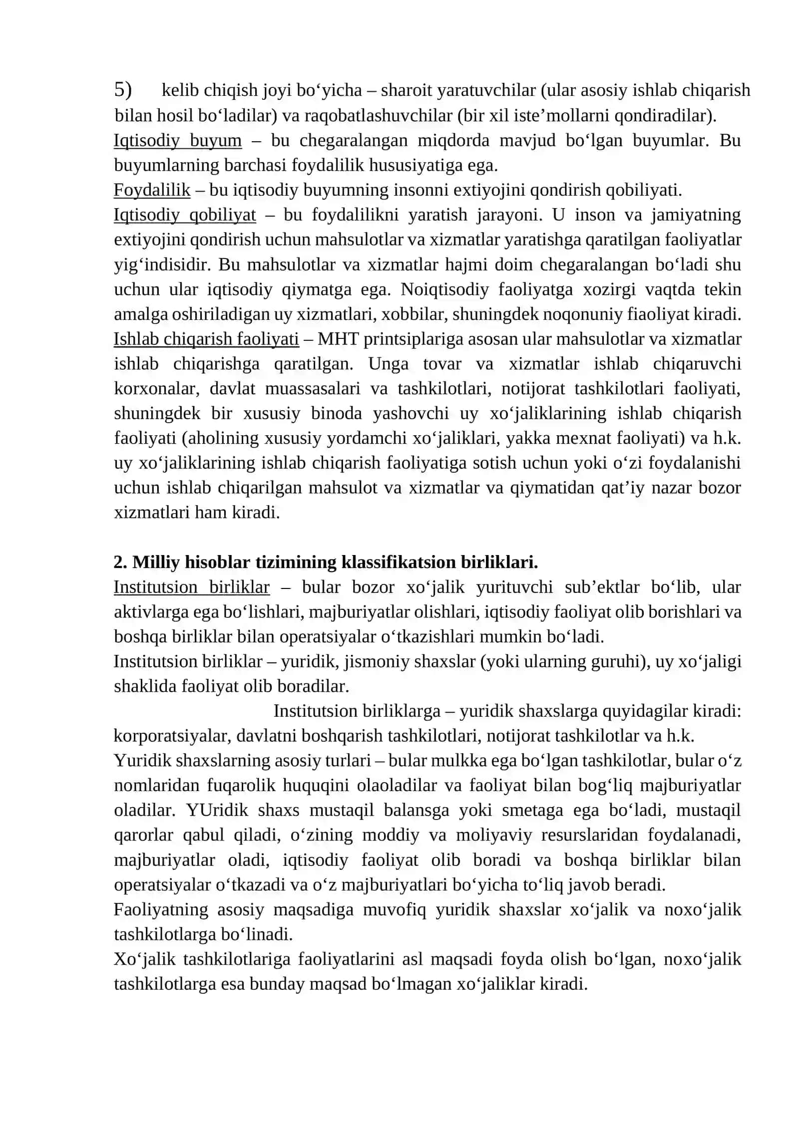 Iqtisodiy faoliyat tushunchasi va kategoriyalari 2