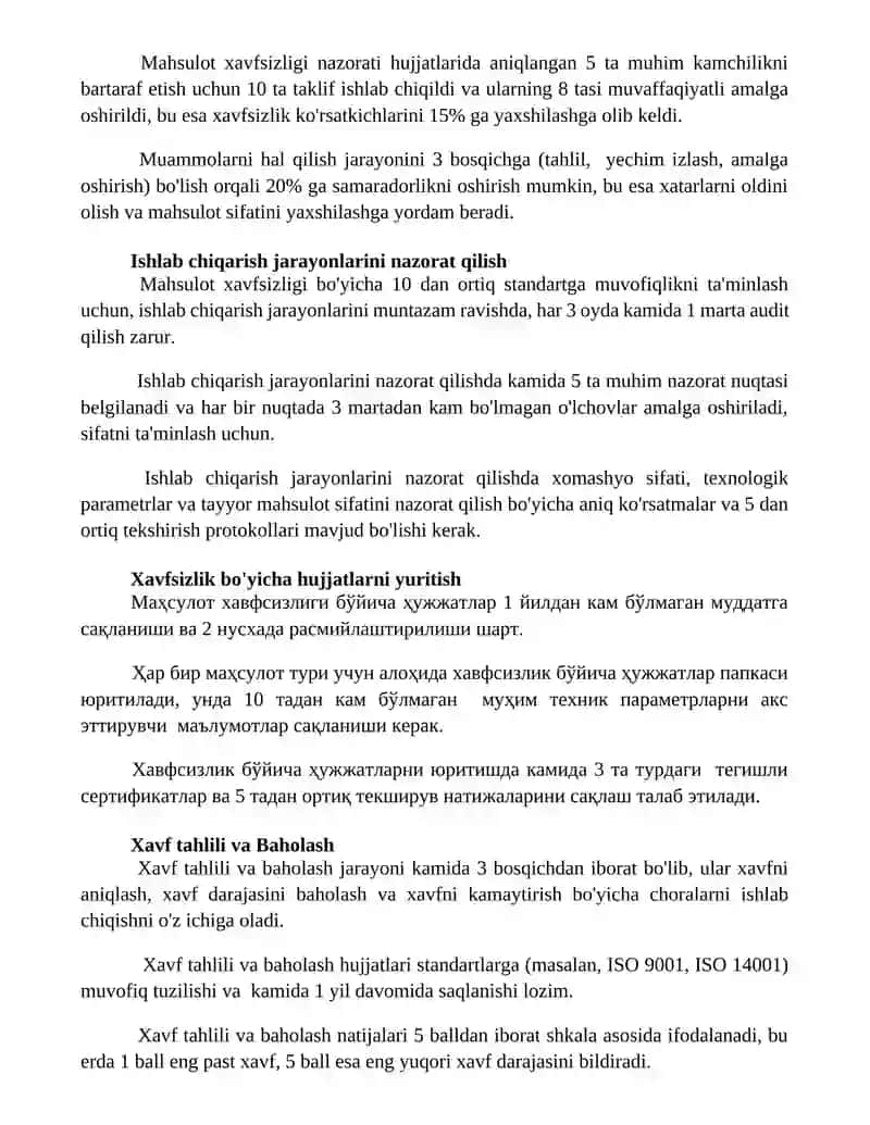 Mahsulot xavfsizligini nazorat qilish hujjatlari 2