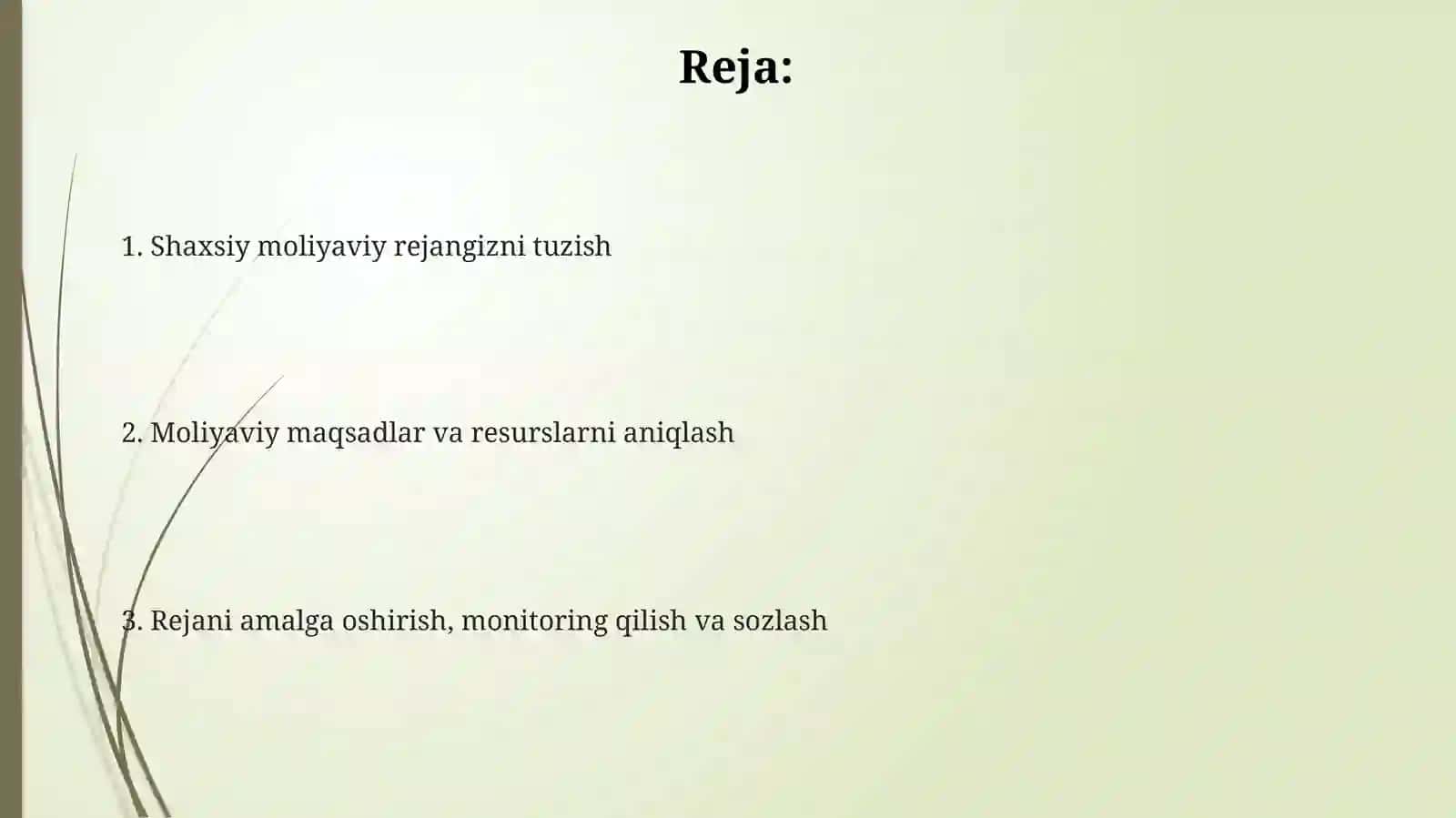 Shahsiy moliyaviy reja 2