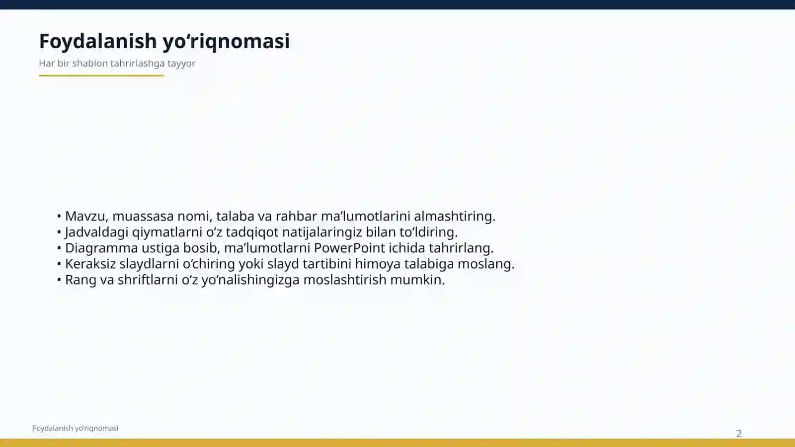 DIPLOM VA KURS ISHI HIMOYASI UCHUN 25 TA PREMIUM POWERPOINT SHABLON 2