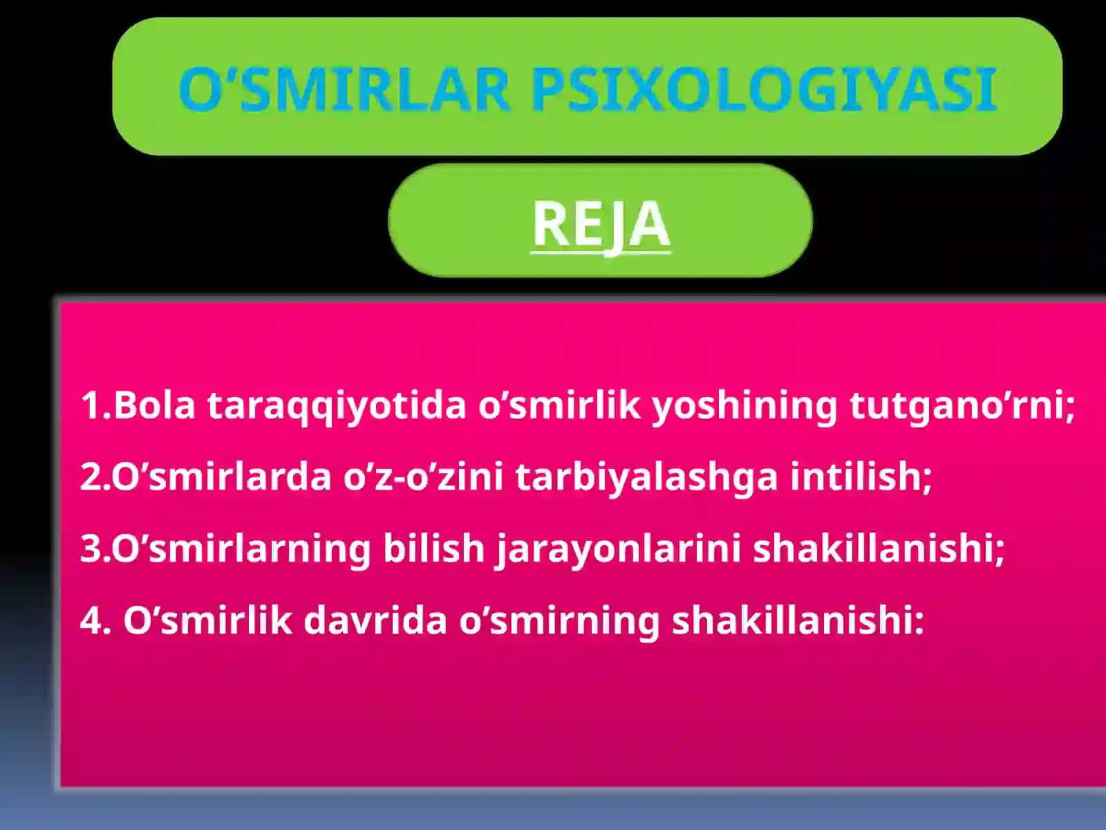 O`smirlik davri psixologiyasi 2