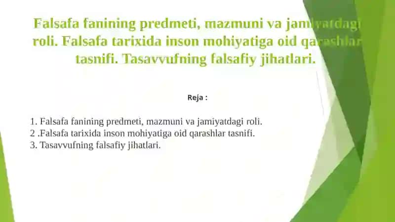 Falsafa Fanining Predmeti, Mazmuni va Jamiyatdagi Roli 2