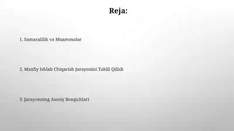 Sekret ishlab chiqarish jarayonini tahlil qilish 2