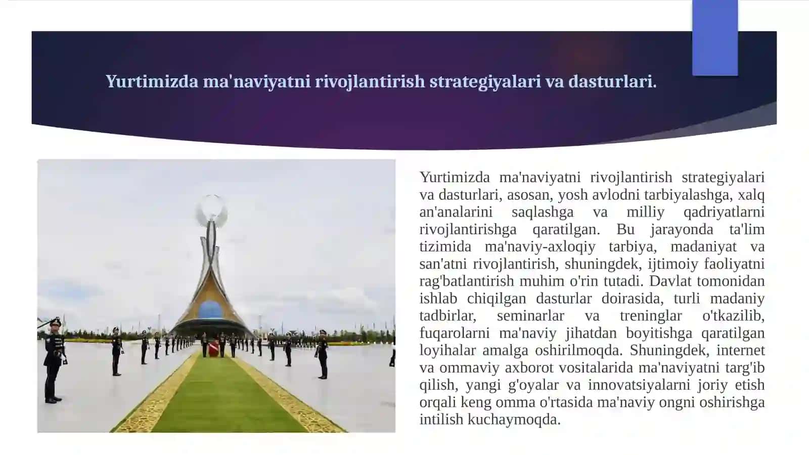 Yangi O'zbekistonda amalga oshirilayotgan ma'naviy o'zgarishlar 2