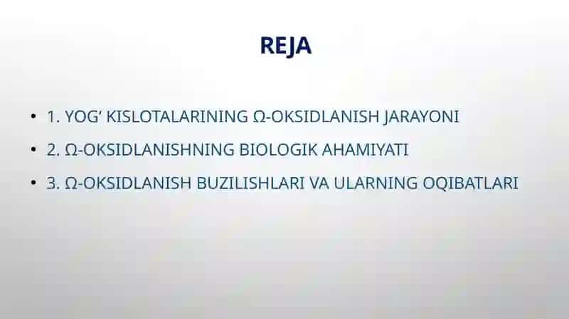 Yogʻkislotalarining ω-oksidlanishi, ahamiyati va buzilishlari 2