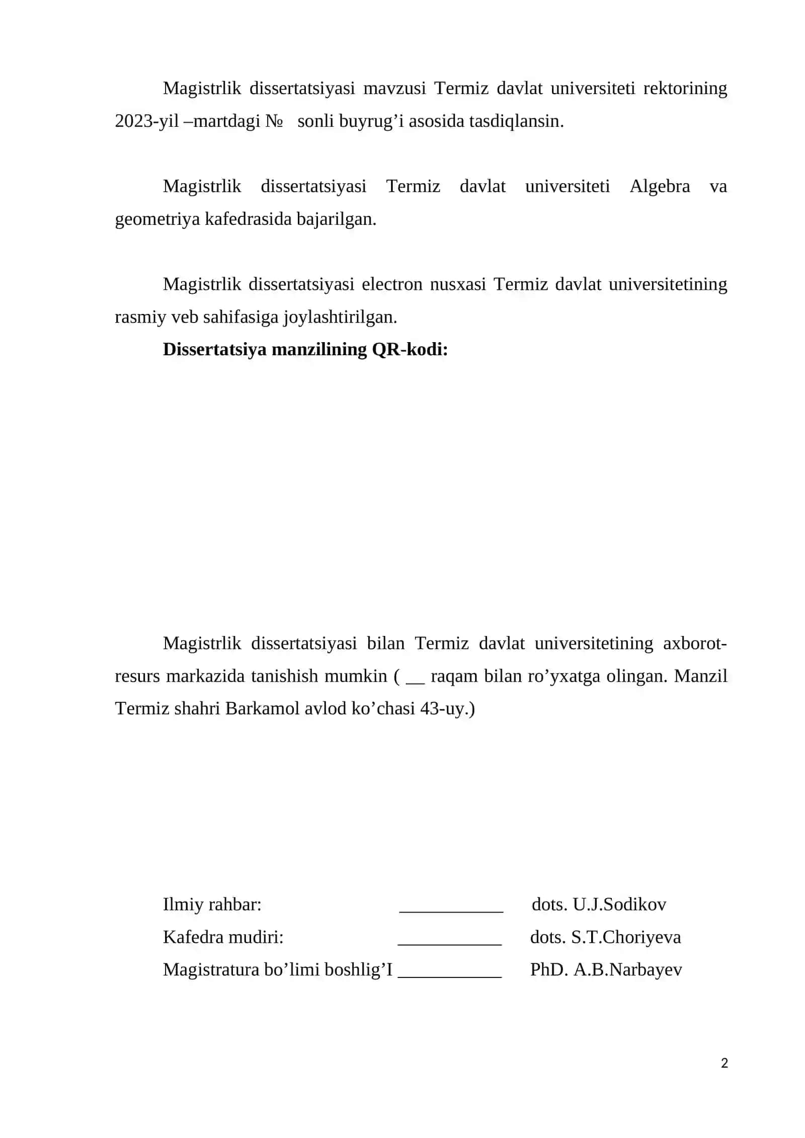 “MAKTABDA O‘QUVCHILARNING MATEMATIK QOBILIYATLARINI RIVOJLANTIRISH METODIKASI (8-9-sinflar misolida)” 2