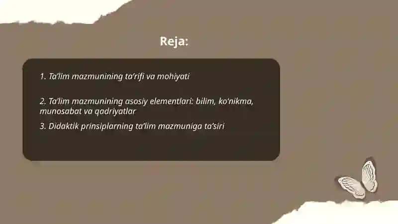Ta’lim mazmuni tushunchasining umumiy hususiyatlari 2
