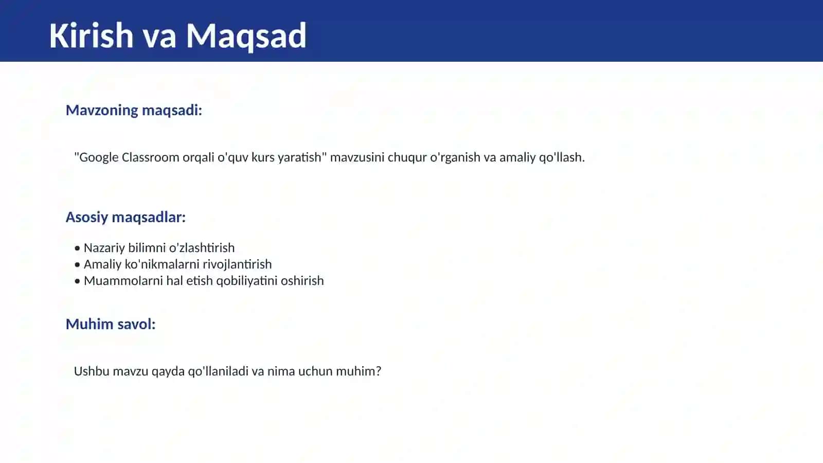 Google Classroom orqali o'quv kurs yaratish 2