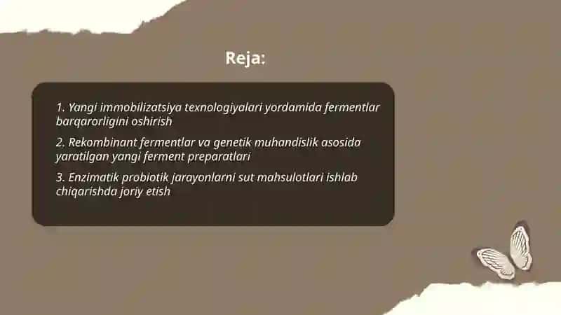 Oziq ovqat sanoatida fermentlar ishlatish bòyicha yangi texnalogik taklifi 2