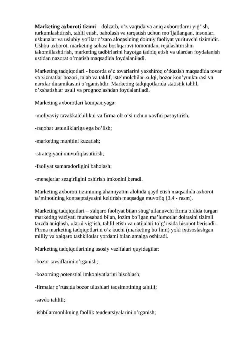 Marketing tadqiqotlari va axborot tizimi 2