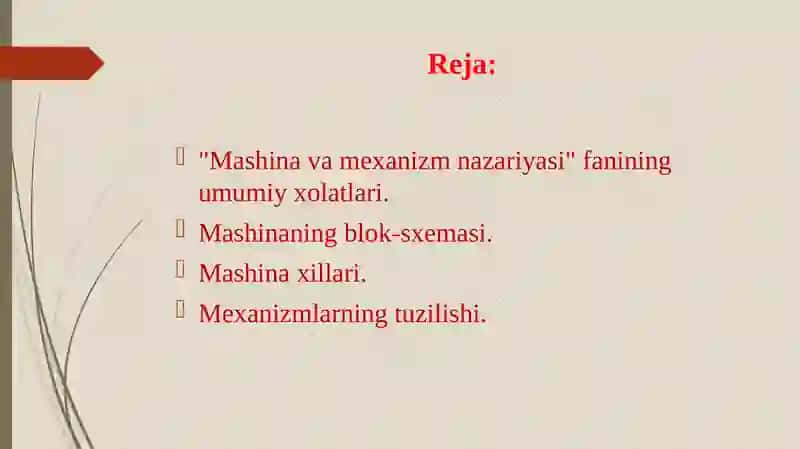 Mashina va mexanizm nazariyasi 2
