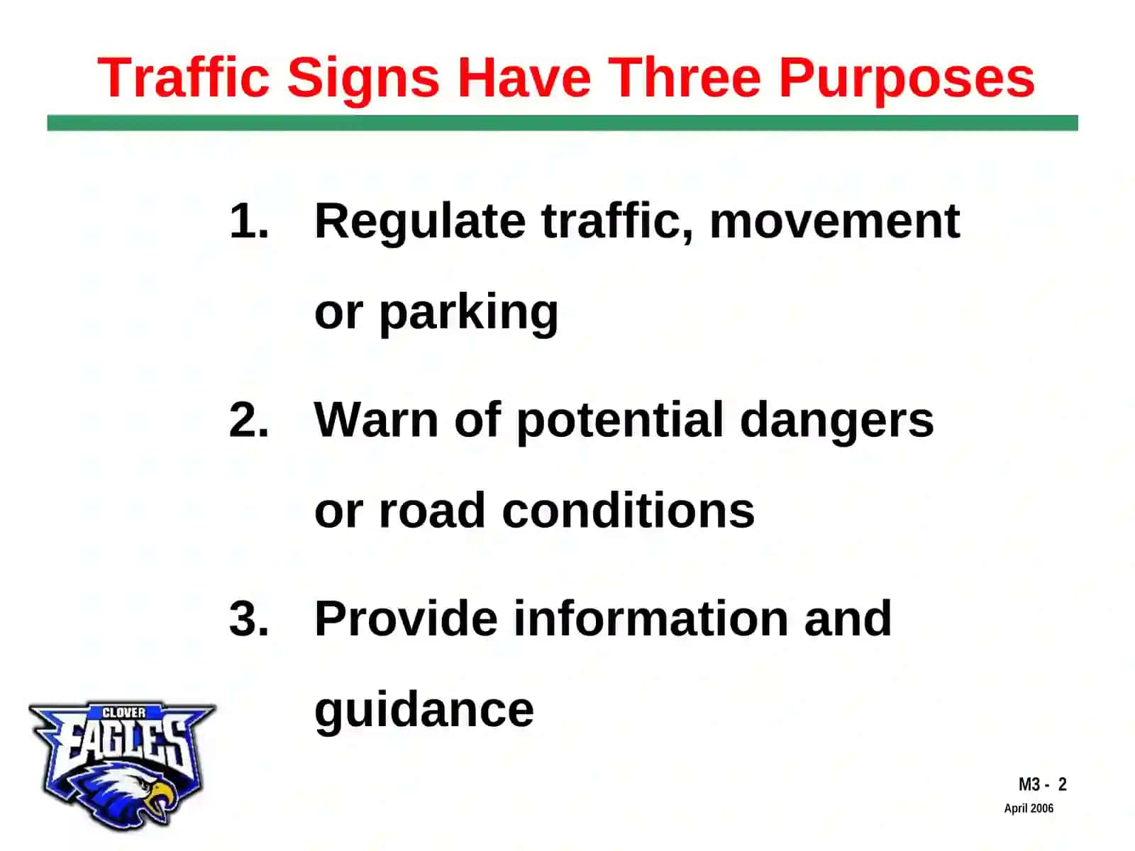 Traffic Signs and Work Zones Instruction 2