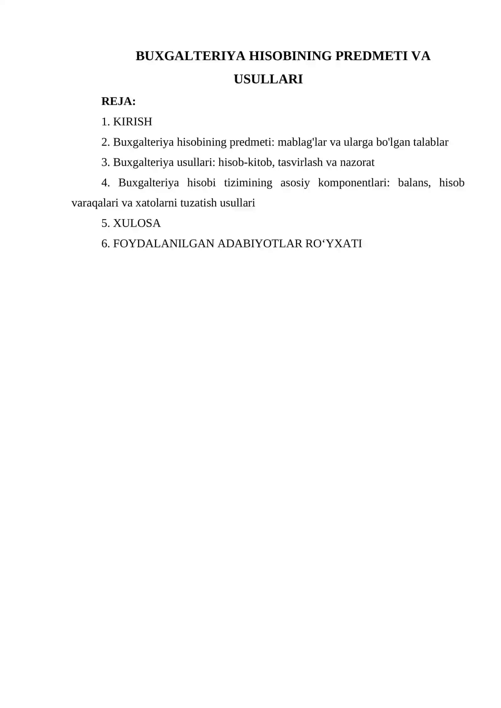 BUXGALTERIYA HISOBINING PREDMETI VA USULLARI 2
