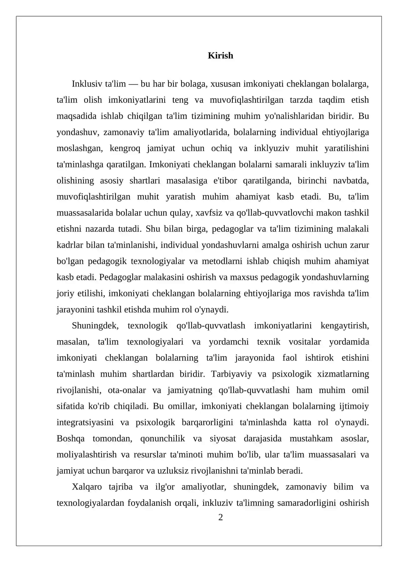 IMKONIYATI CHEKLANGAN BOLALARNI SAMARALI INKLUYZIV TA‘LIM OLISHNING ASOSIY SHARTLARI 2