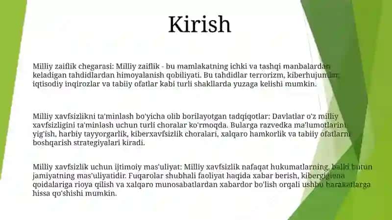 Milliy Xavfsizlikni Ta'Minlash Borasida Amalga Oshirilayotgan Ishlar 2