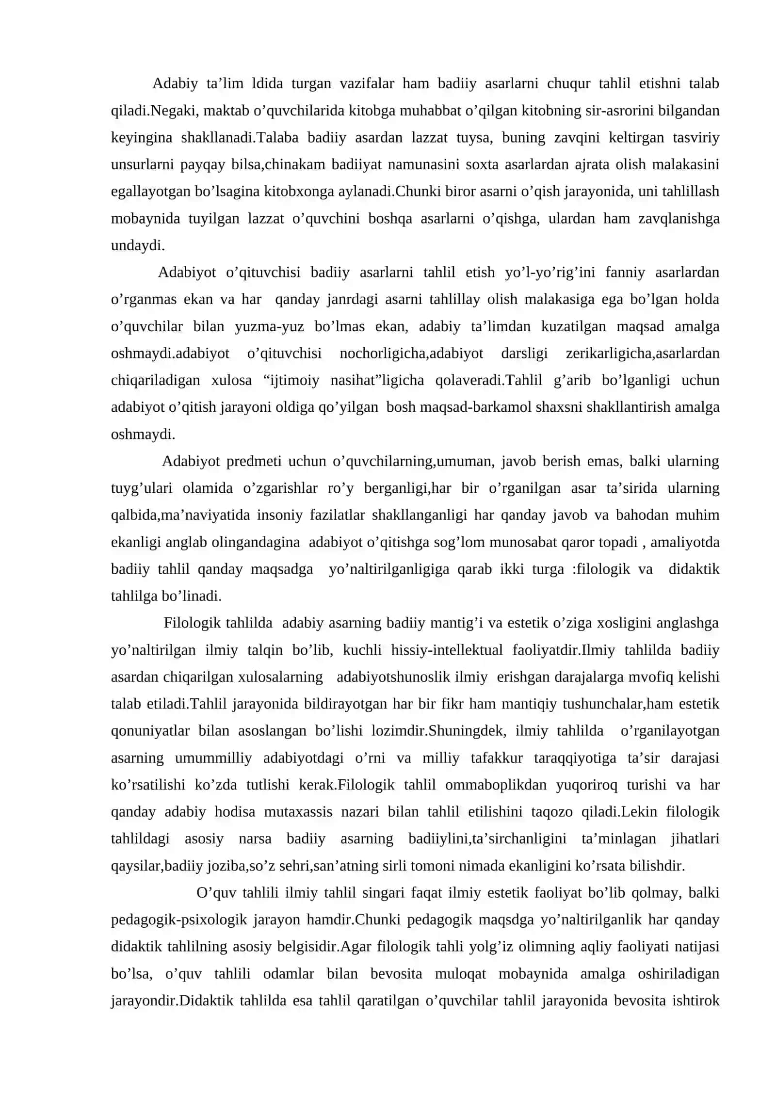 Tayanch sinflarda badiiy asar tahlili 2