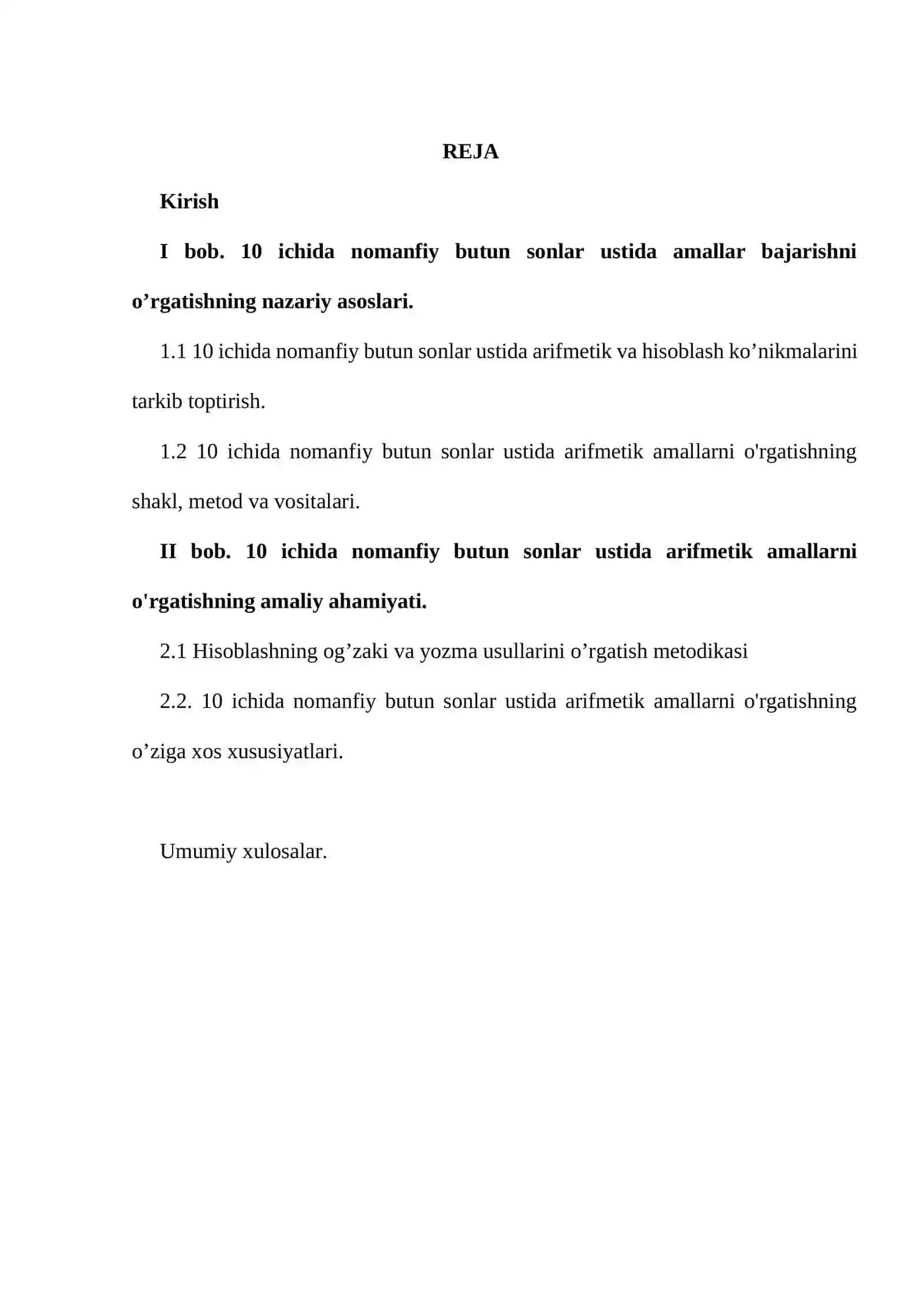 “10 ichida nomanfiy butun sonlar ustida arifmetik amallarni o'rgatish metodikasi” 2