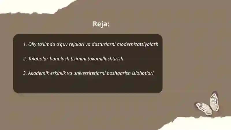 Oliy taʼlimdagi islohotlar 2