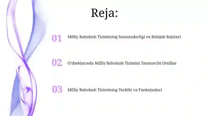 O'zbekistonda milliy baholash tiziming yaratilishi 2