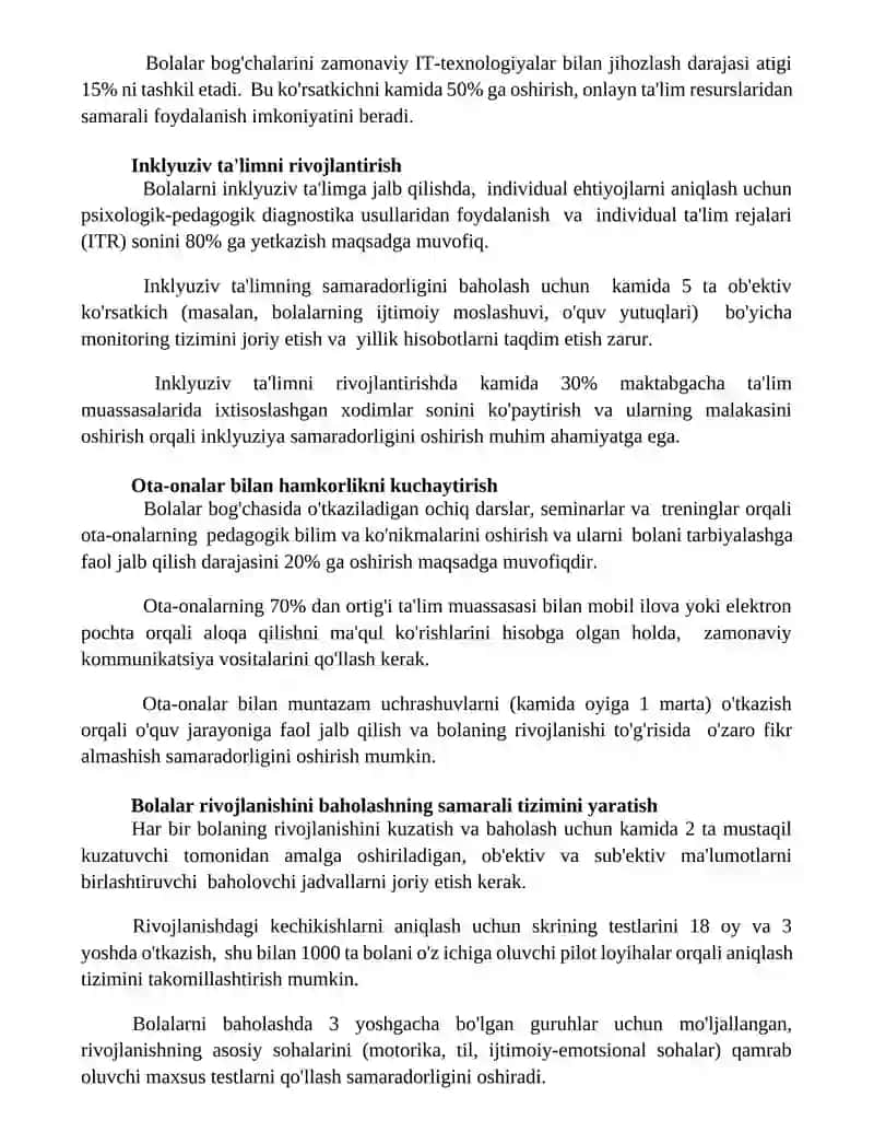 Maktabgacha ta'lim sifatini nazorat qilish va baholash tizimini takomillashtirish 2